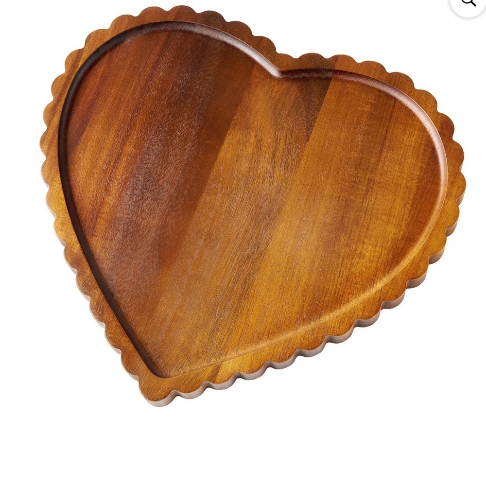 Wooden Scallop Heart Charcuterie‎ Tray, 13" x 12"